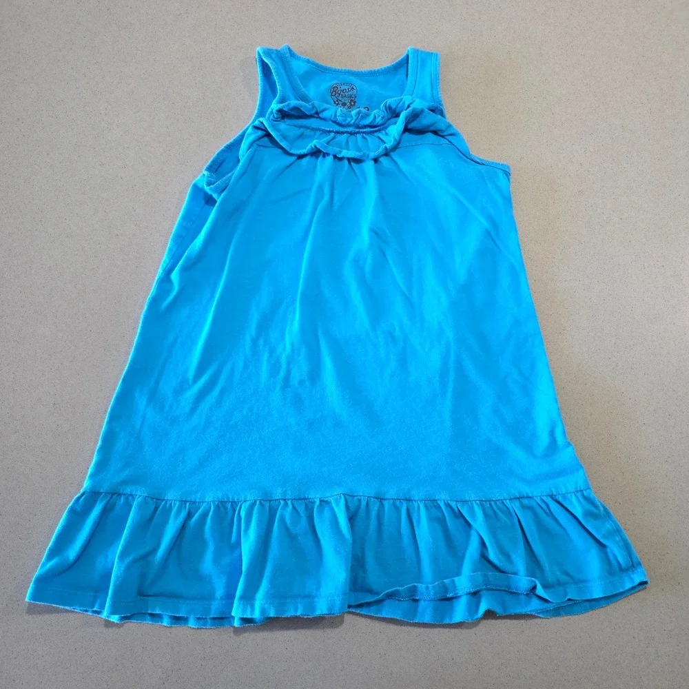 OshKosh Bgosh‎ Basics Girls Blue Ruffle Sleeveless Dress Size 12 Cotton Blend